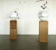 Nina Annabelle Märkl | Kugeln | ink on paper cut outs brass mixed media | 50 x 50 x 146 cm | 2011 | Installation