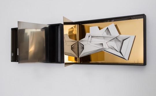 Nina Annabelle Märkl | Space 6.2. | Ink on folded paper, cutouts, polished steel | 30 x 40 x 25 cm | 2017