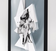 Double Folds 2 | 42 x 30 x 10 cm | Tusche auf gefaltetem Papier, Cutouts, Aluminium, Magnete | 2021