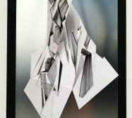 Double Folds 3 | 42 x 30 x 10 cm | Tusche auf gefaltetem Papier, Cutouts, Aluminium, Magnete | 2021