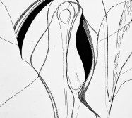 Prozession, Figur 1, Heroine, Detail | 210 x 95 cm | Tusche auf Leinwand | 2025