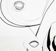 Prozession, Figur 7, Monstranz, Detail | 210 x 135 cm | Tusche auf Leinwand | 2025