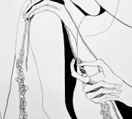 Prozession, Figur 4, Nornen| 140 x 105 cm | Tusche auf Leinwand | 2025