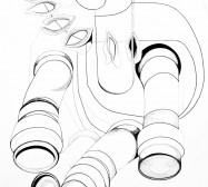 Prozession, Figur 2, Orakel| 140 x 105 cm | Tusche auf Leinwand | 2025
