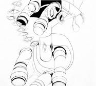 Prozession, Figur 2, Orakel| 140 x 105 cm | Tusche auf Leinwand | 2025