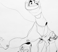 Prozession, Figur 8, Tortoise, Detail | 210 x 180 cm | Tusche auf Leinwand | 2025