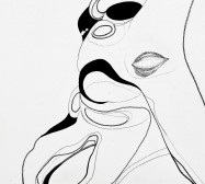 Prozession, Figur 8, Tortoise, Detail | 210 x 180 cm | Tusche auf Leinwand | 2025