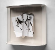 Triple Folds 5| 72 x 80 x 32 cm | 2021 | ink on folded paper, cutouts, magnets, wood, macrolon, archival cardboard | photo: Jovan Kliska