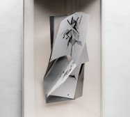 Triple Folds 6| 72 x 45 x 32 cm | 2023 | ink on folded paper, cutouts, magnets, wood, macrolon, archival cardboard | photo: Jovan Kliska